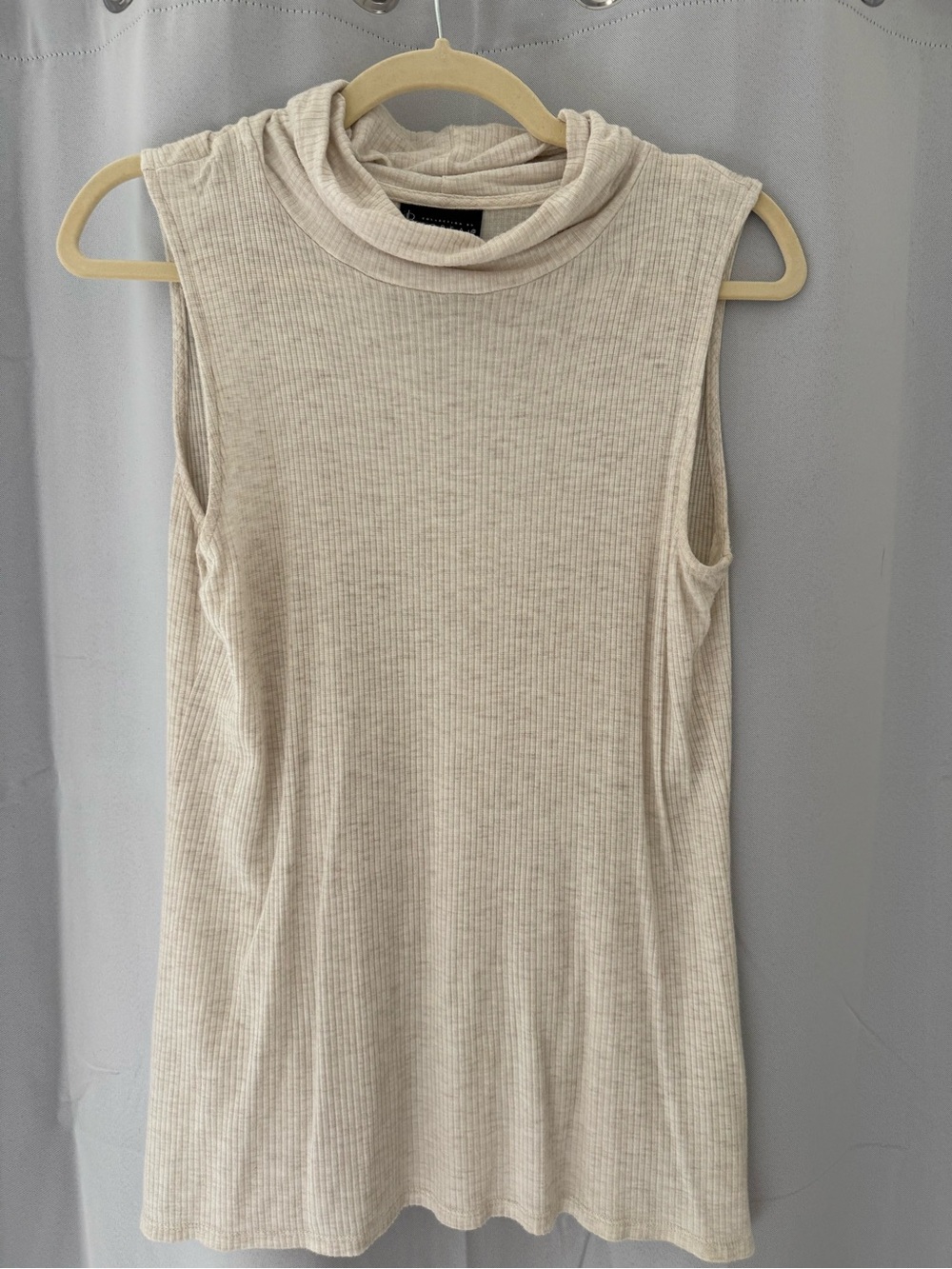 Bobeau Sleeveless Ribbed Mock Neck Tank Top - Cream